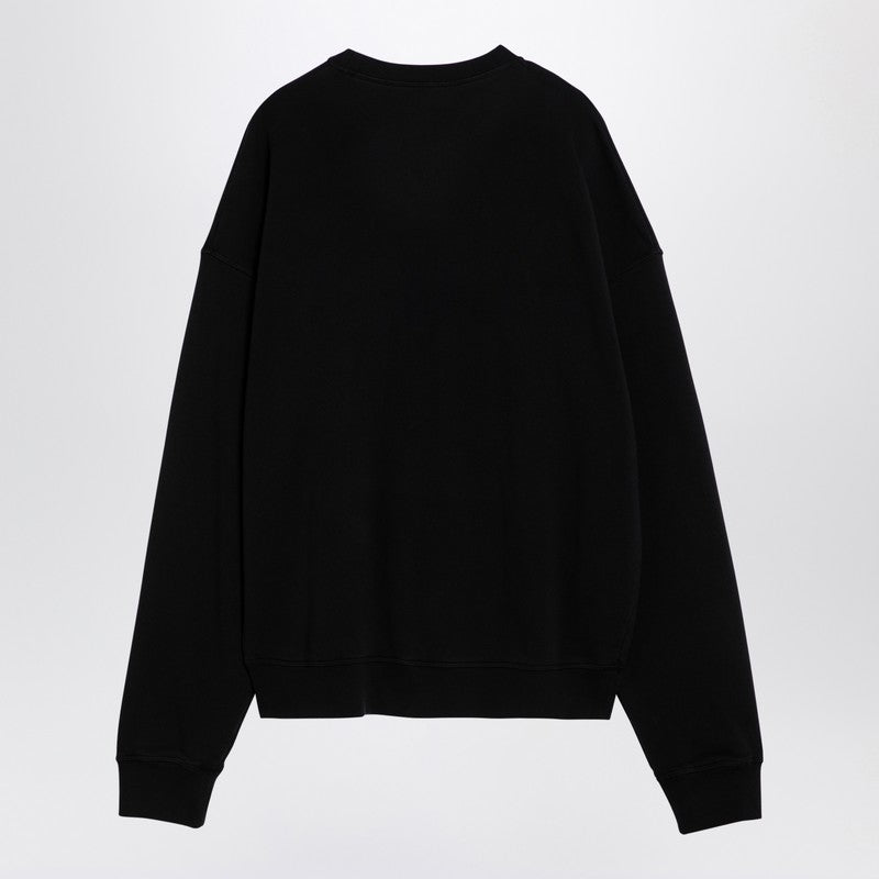 Black Cotton Crew-neck Sweatshirt With Logo