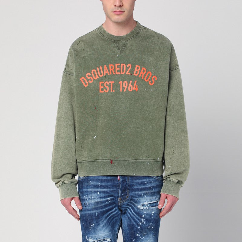 Washed Green Sweatshirt With Logo