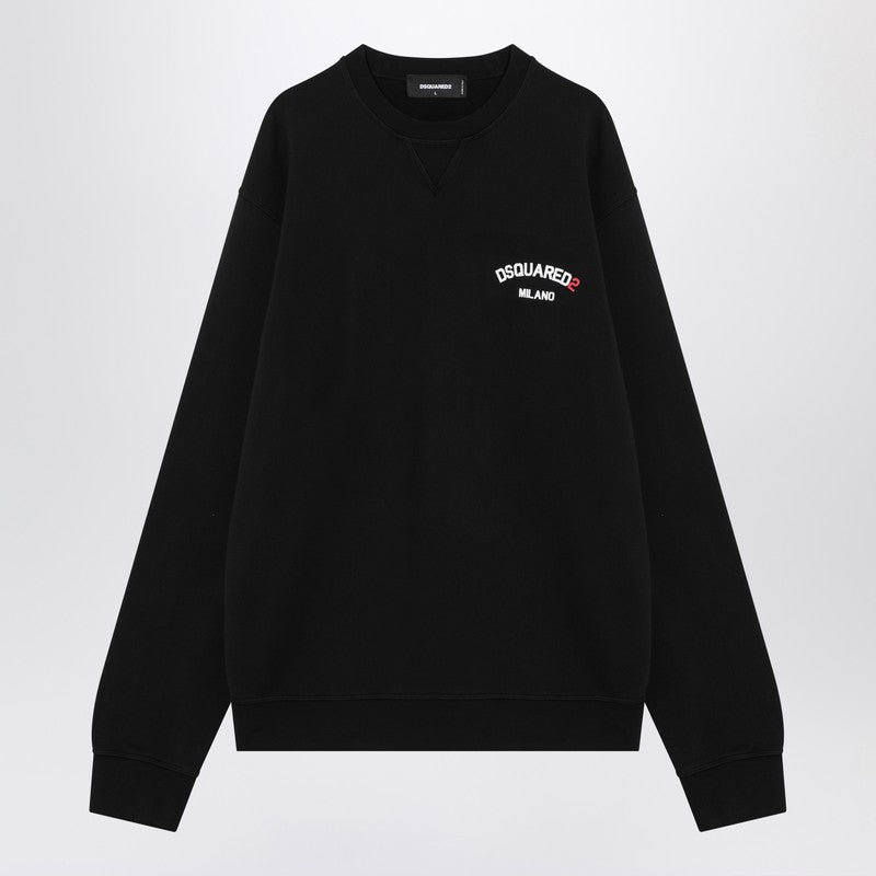 Black Cotton Sweatshirt With Logo