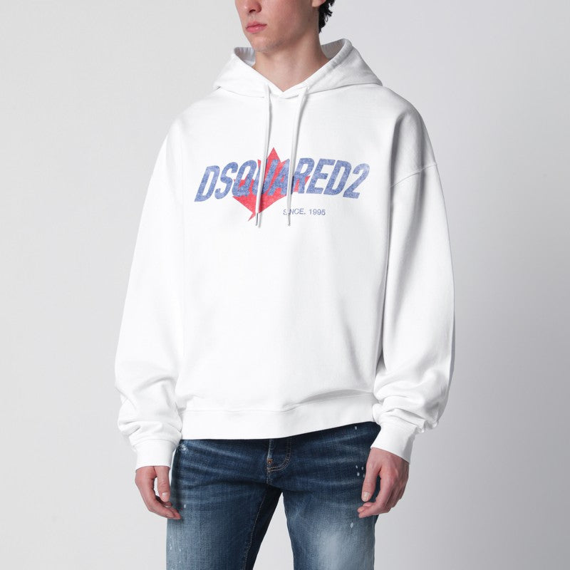 White relaxed-fit sweatshirt with logo print
