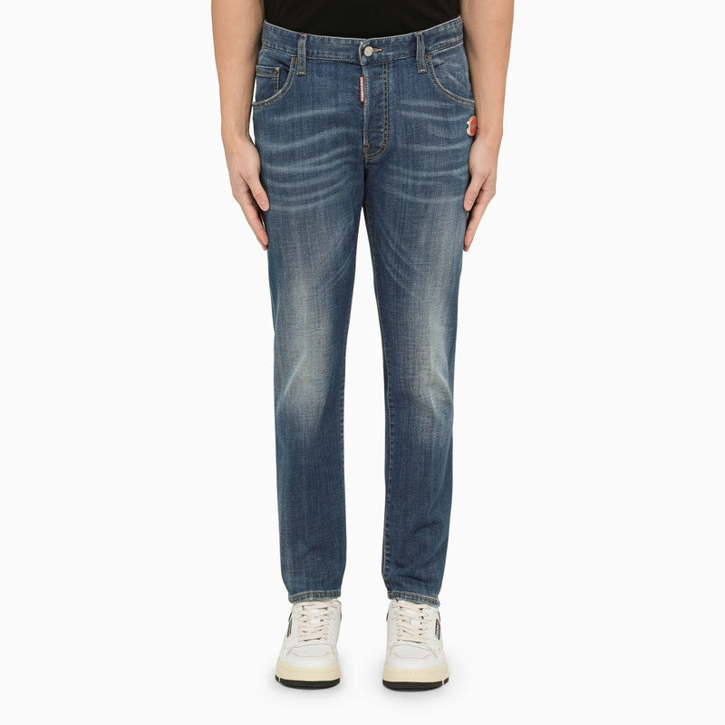 Regular blue washed denim jeans