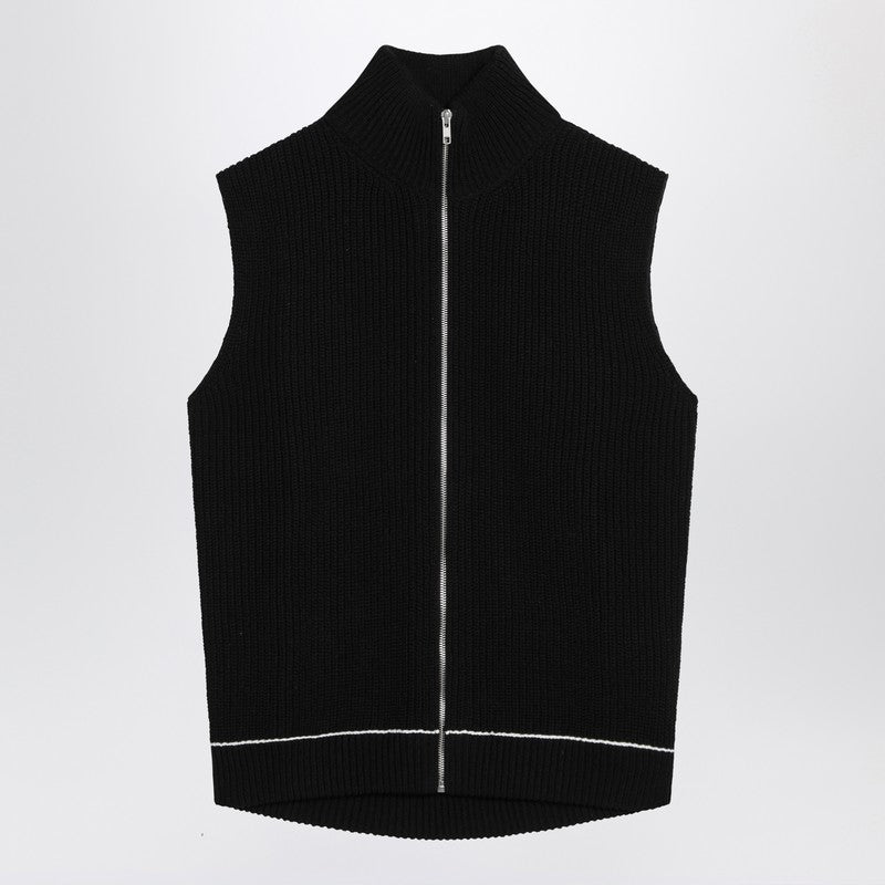 Vest With Zip Black In Cotton Blend
