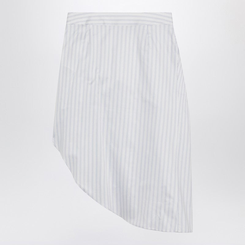 White striped draped asymmetric skirt