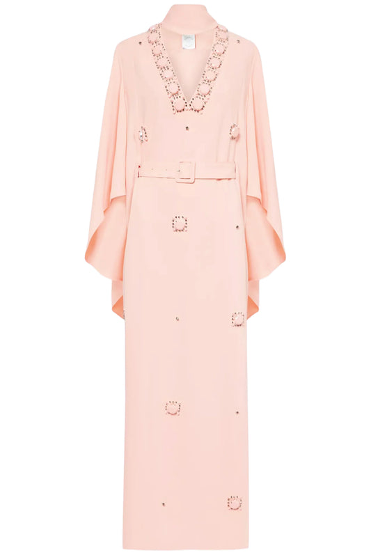 SALINA KAFTAN PINK EMBELLISHED CREPE JERSEY