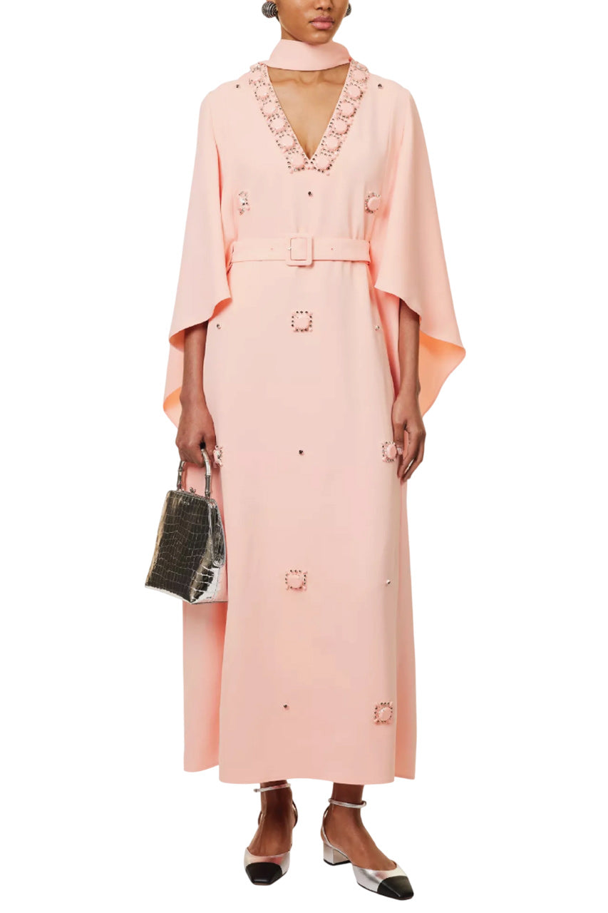 SALINA KAFTAN PINK EMBELLISHED CREPE JERSEY