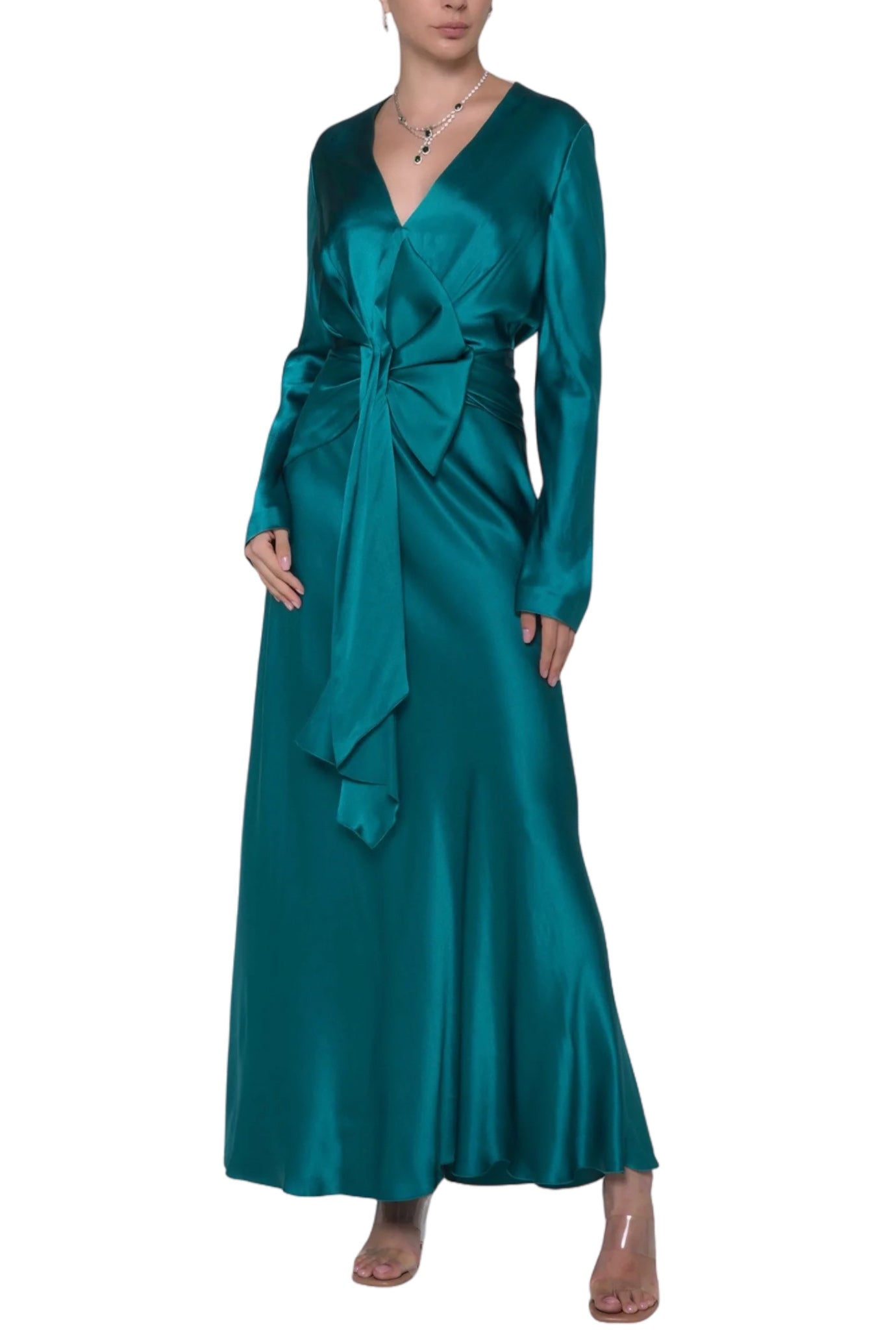 SATIN DRESS WITH DRAPING