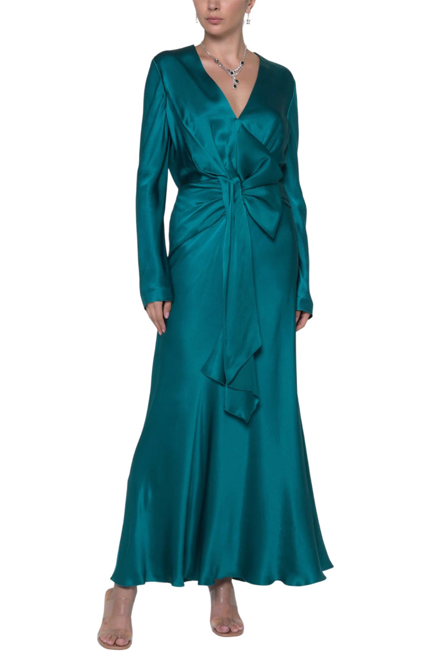 SATIN DRESS WITH DRAPING