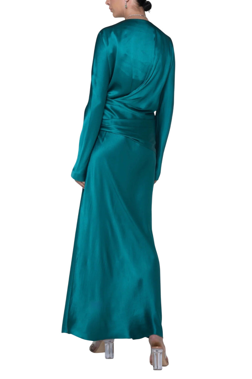 SATIN DRESS WITH DRAPING