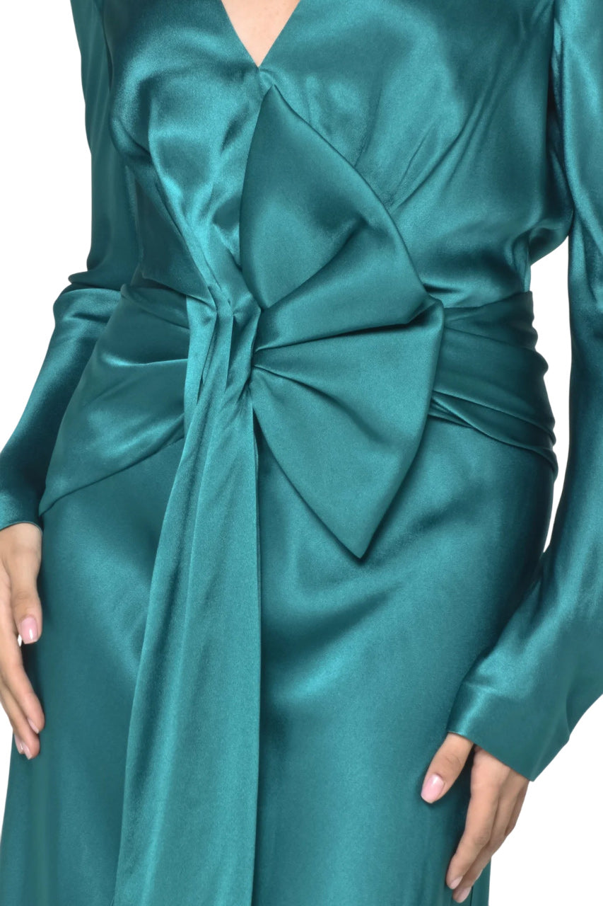 SATIN DRESS WITH DRAPING