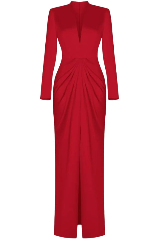 SATIN GOWN WITH DRAPED SKIRT