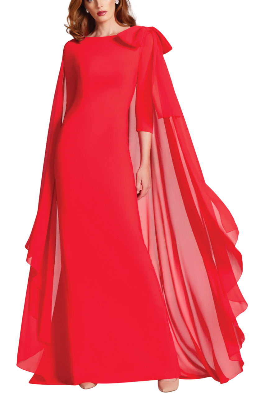 SCUBA COLUMN BOW SHOULDER GOWN