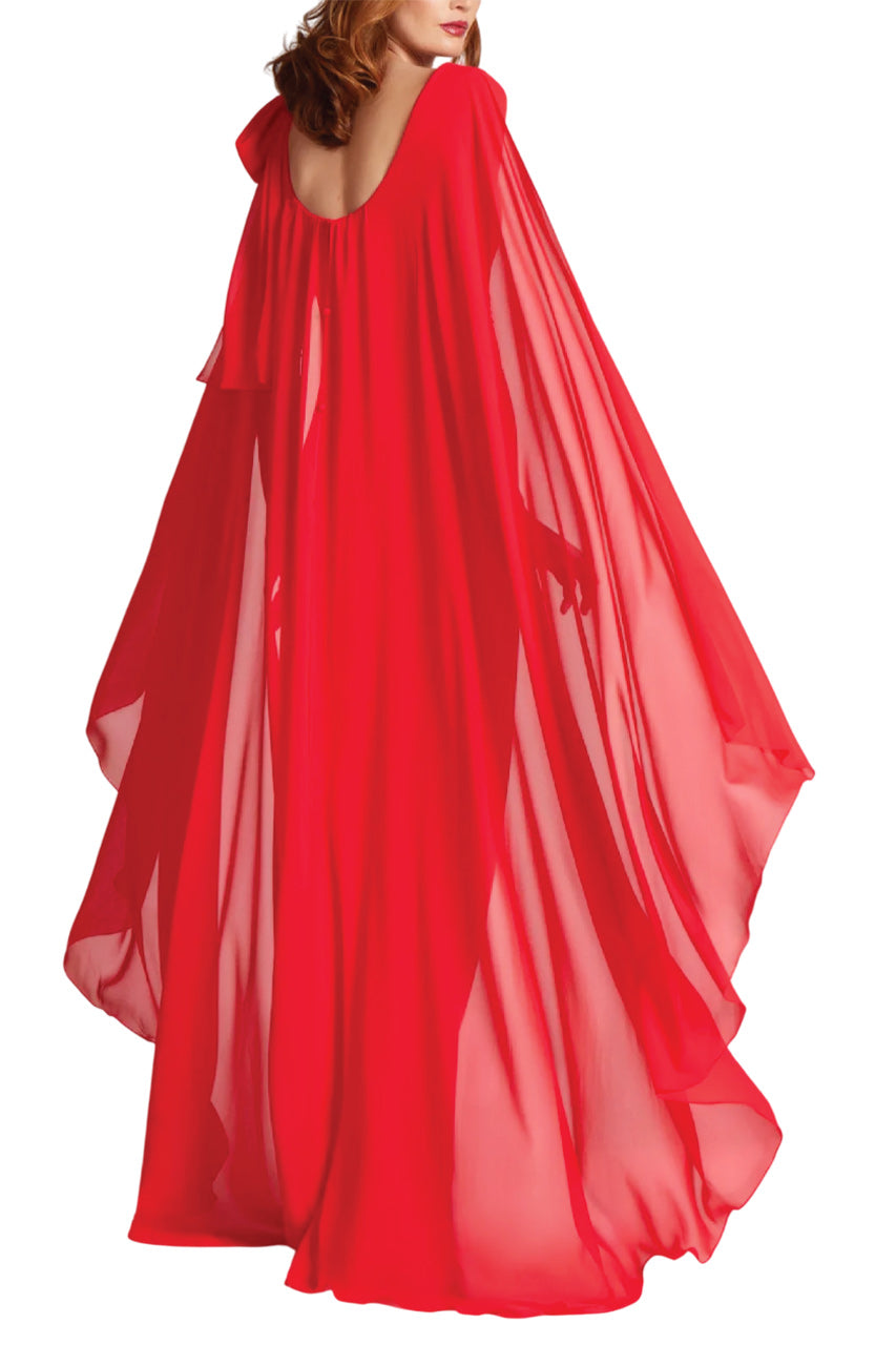 SCUBA COLUMN BOW SHOULDER GOWN