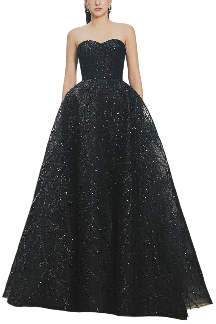 SEMI-HEART STRAPLESS TAFFETA HARLEY BALL GOWN