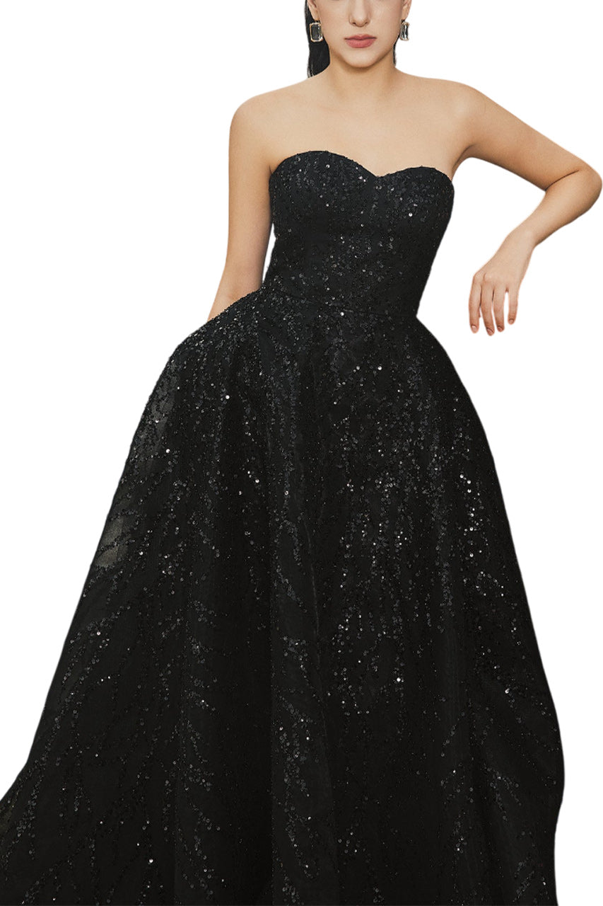 SEMI-HEART STRAPLESS TAFFETA HARLEY BALL GOWN