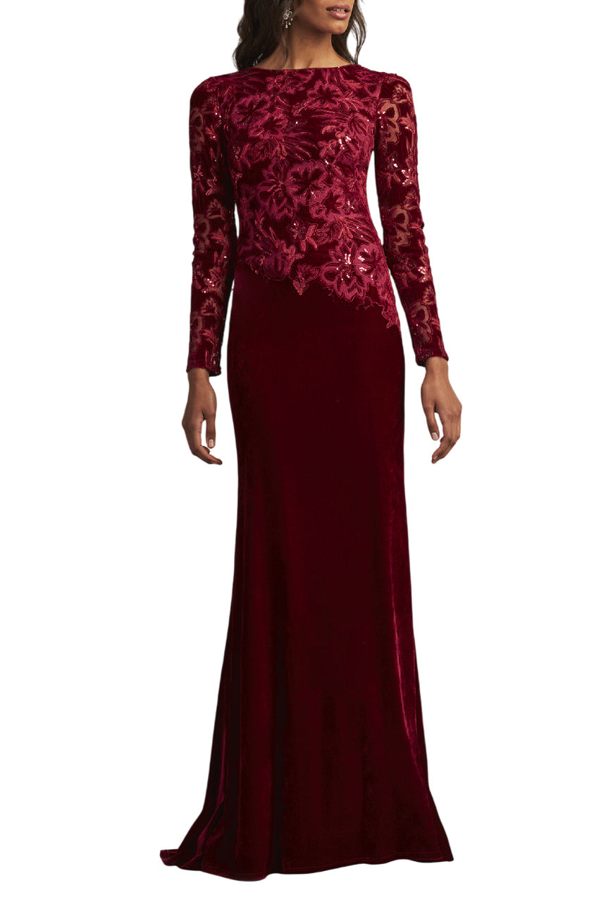 SEQUIN BURNOUT VELVET GOWN
