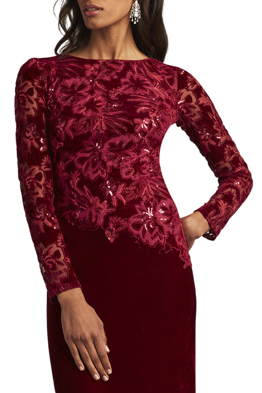 SEQUIN BURNOUT VELVET GOWN