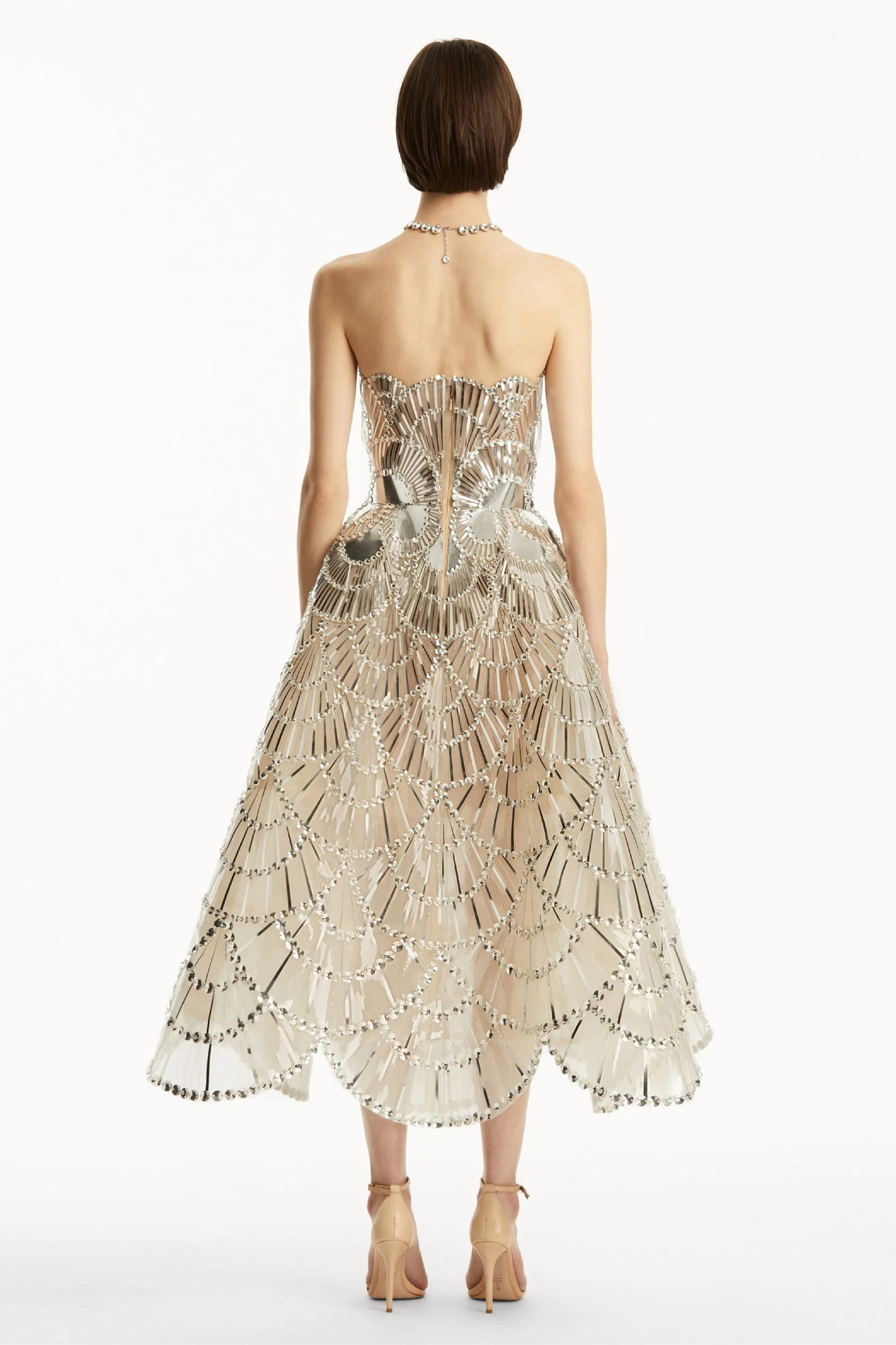 SEQUIN & CRYSTAL SCALLOP EMBROIDERED GOWN