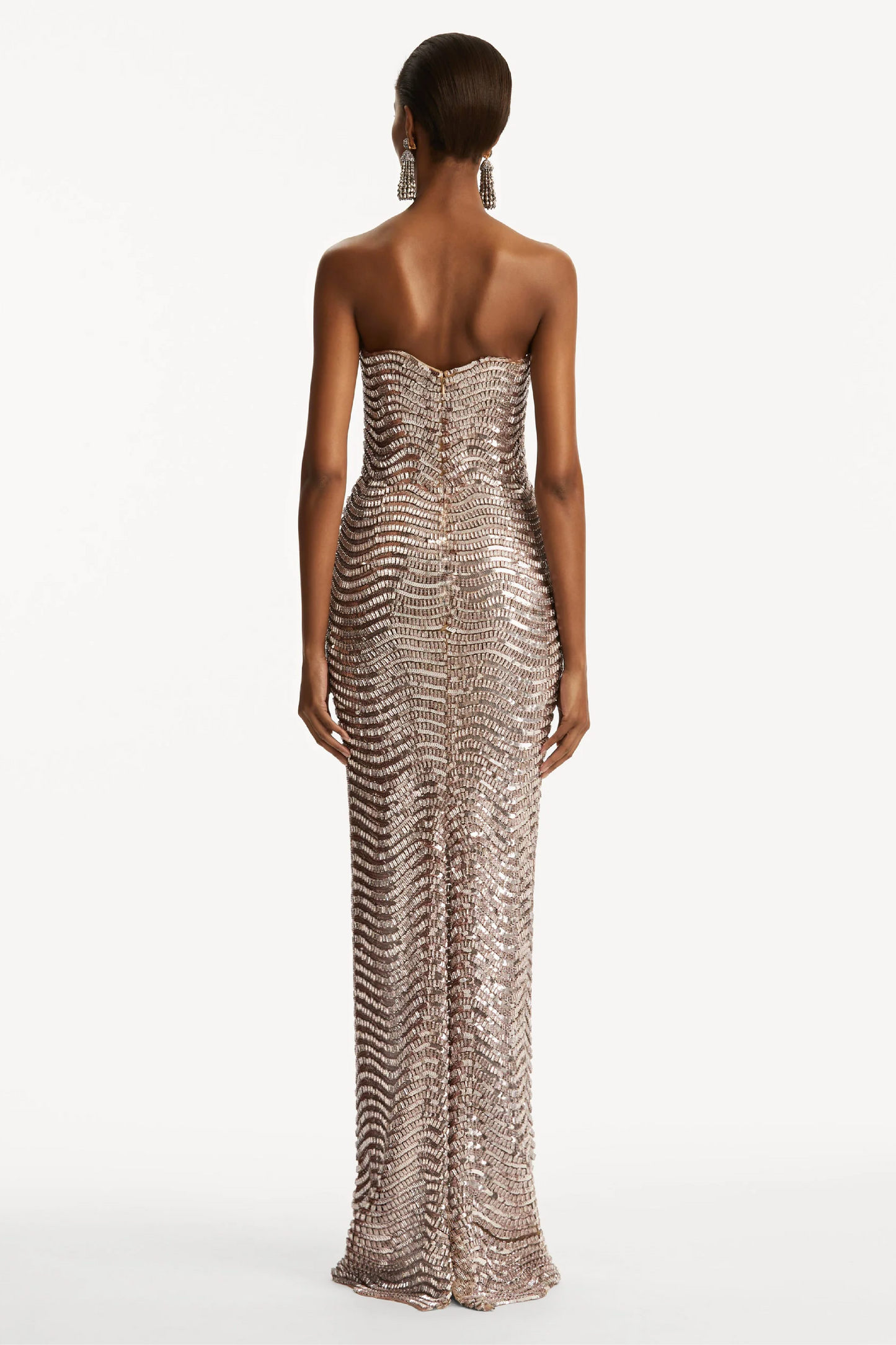 SEQUIN & CRYSTAL WAVE EMBROIDERED GOWN