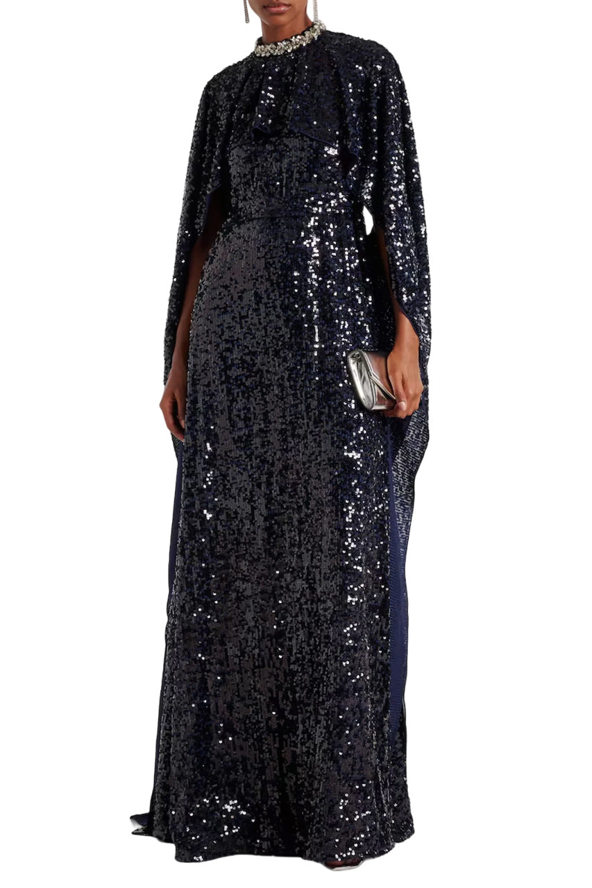 SEQUINED CAPED GOWN