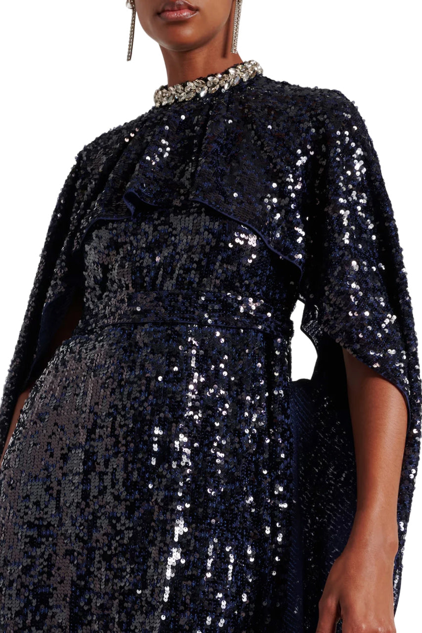SEQUINED CAPED GOWN