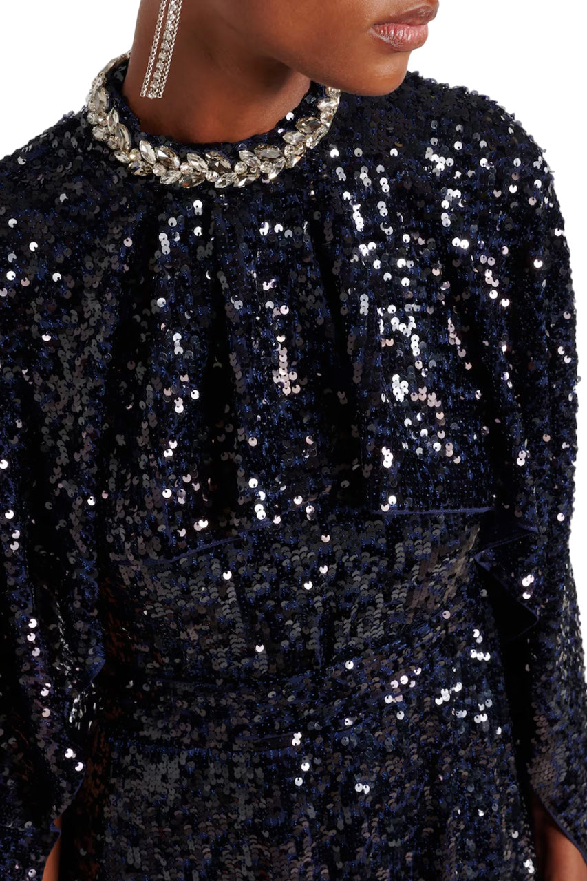 SEQUINED CAPED GOWN