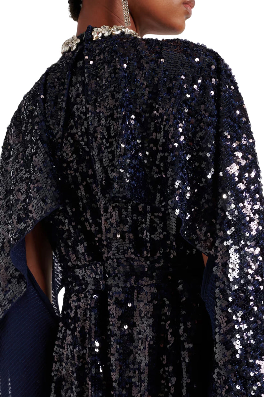 SEQUINED CAPED GOWN