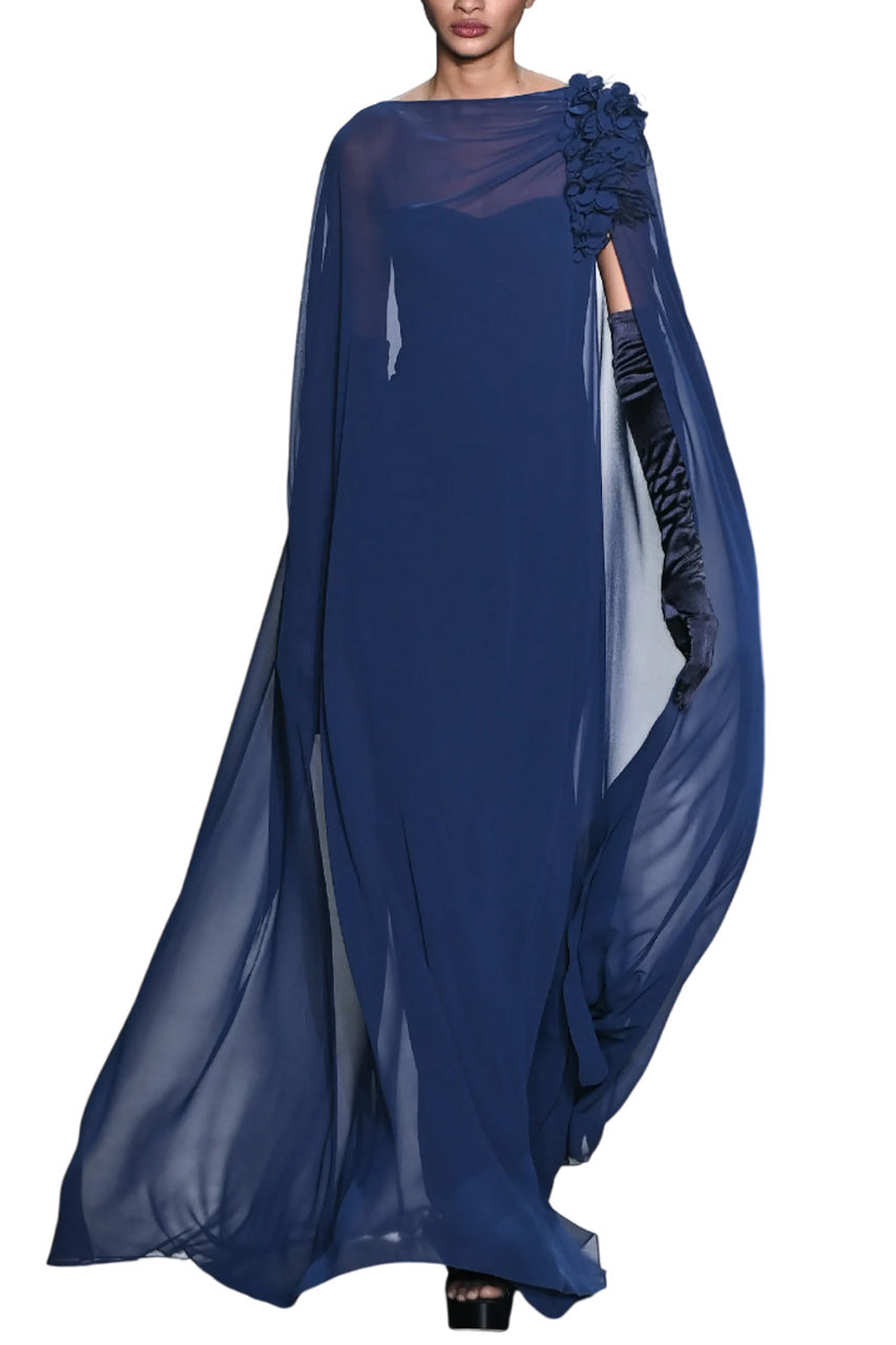 SHEER GEORGETTE OVERLAY GOWN