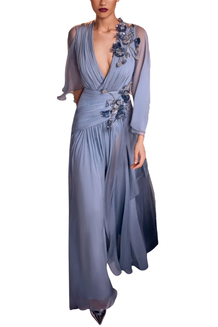 SILK CRYSTAL-EMBELLISHED GOWN