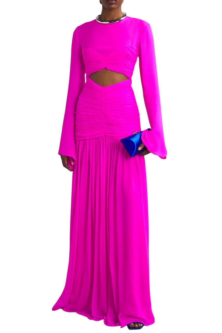 SILK RUCHED CUT-OUT MARILLA GOWN