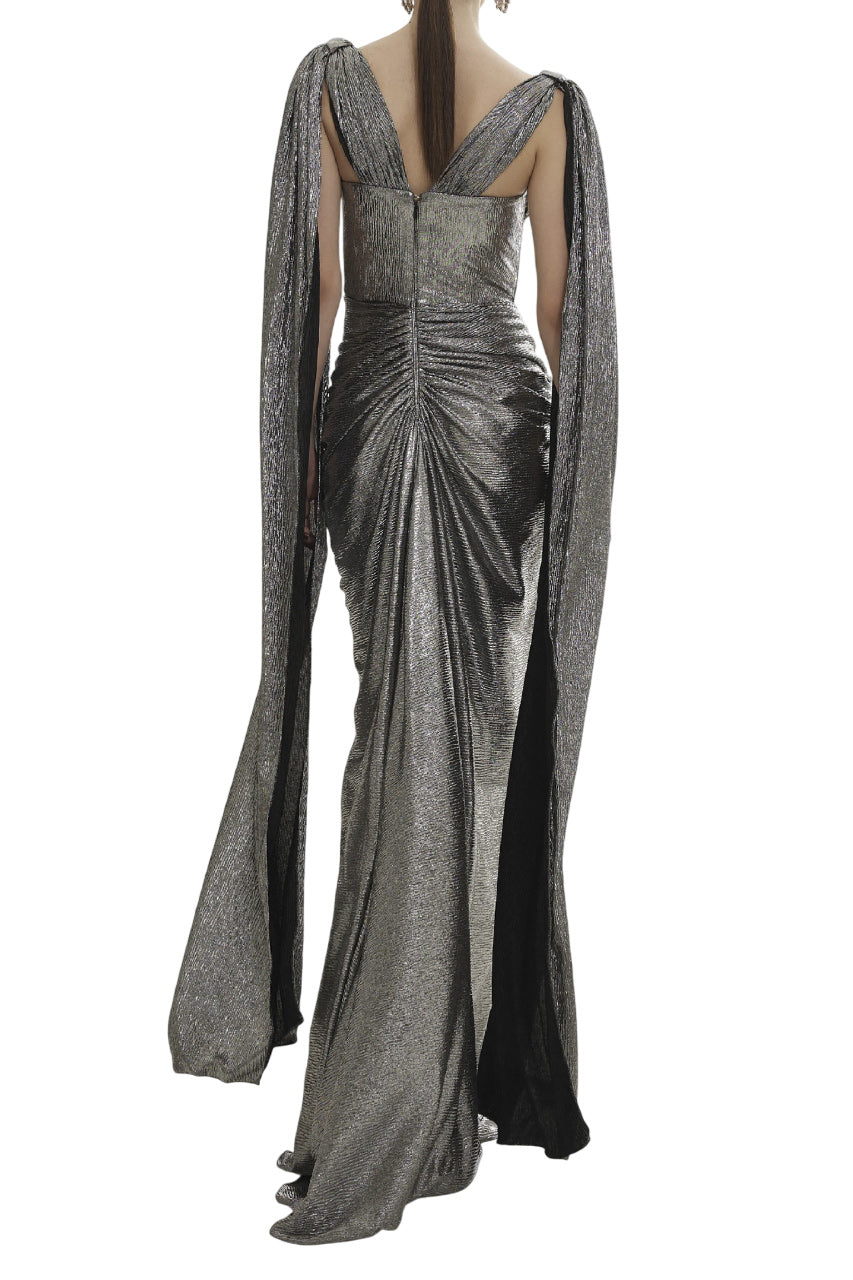 SILVER SARI DRESS