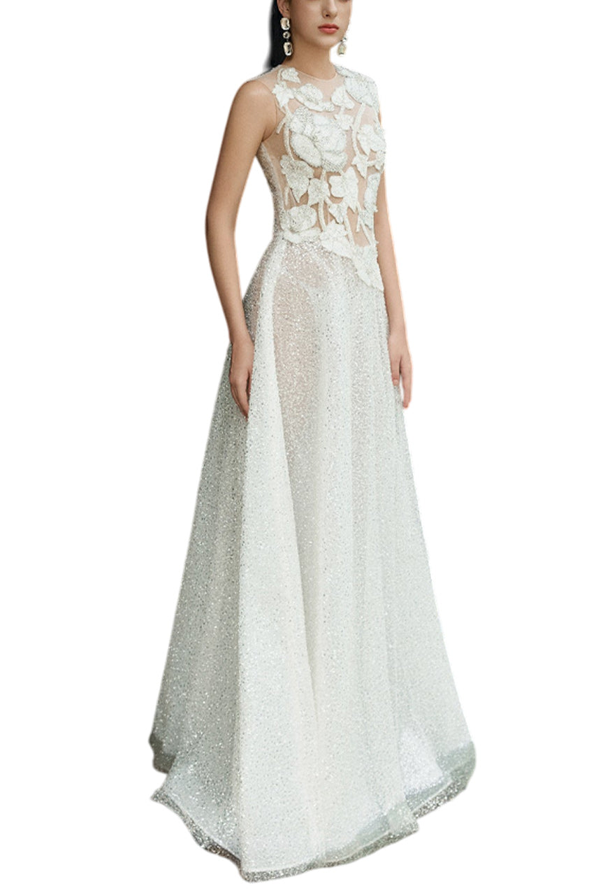 SLEEVELESS A LINE BALL GOWN