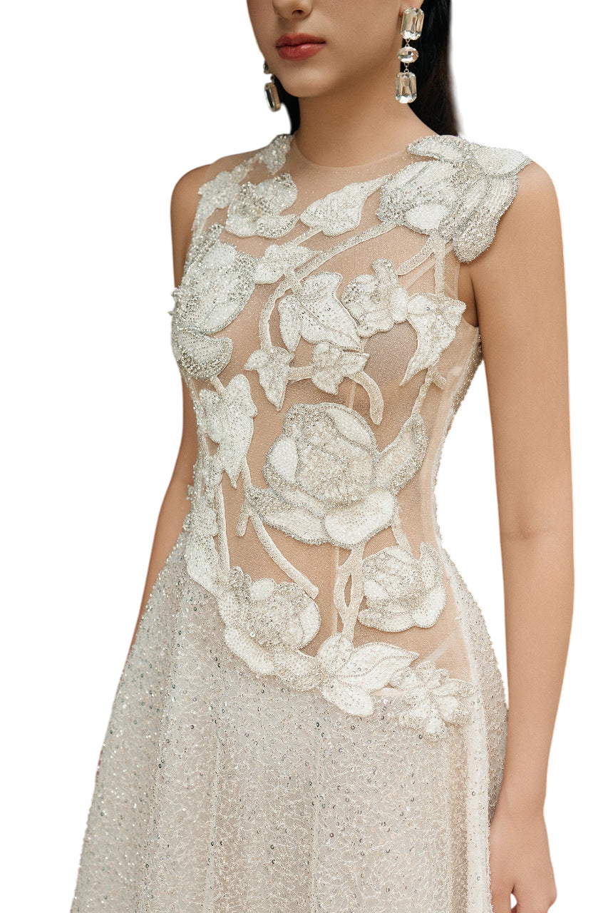 SLEEVELESS A LINE BALL GOWN