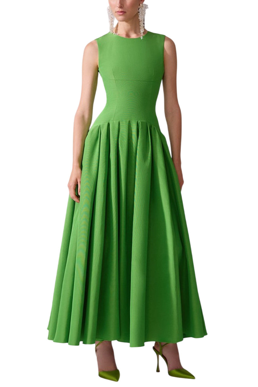 SLEEVELESS BOAT-NECK MAXI DRESS