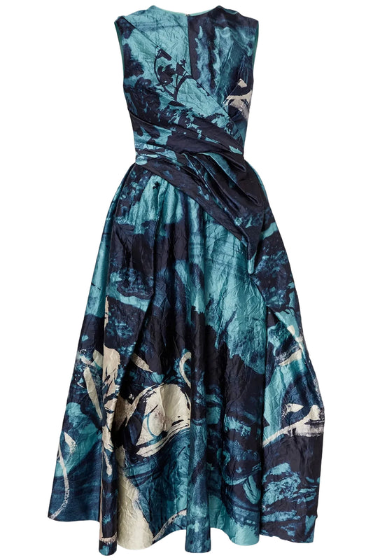 SLEEVELESS DRAPED MIDI DRESS