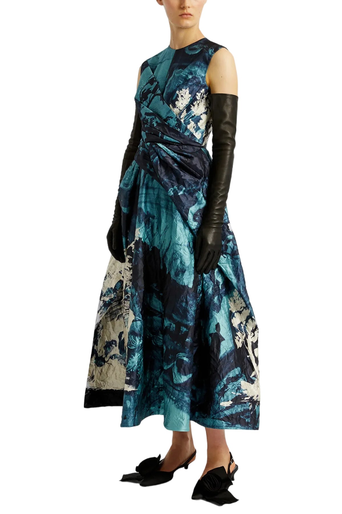 SLEEVELESS DRAPED MIDI DRESS