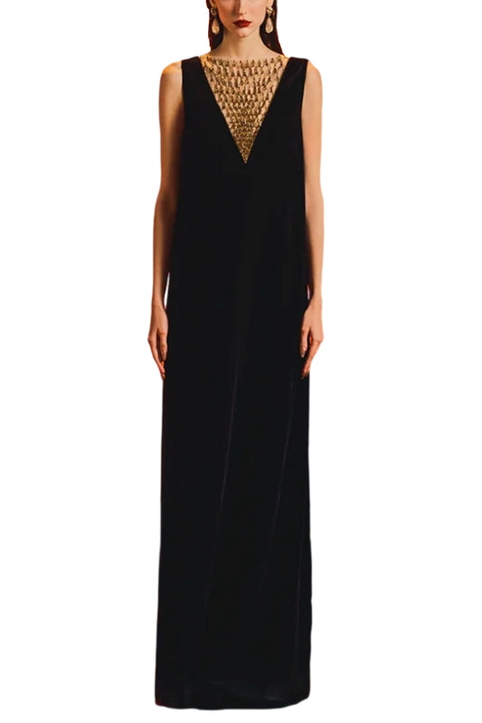 SLEEVELESS SEE-THROUGH CHEST DRESS