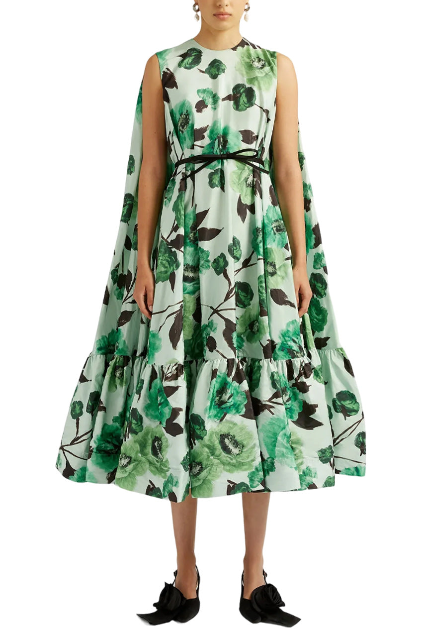SLEEVELESS DRESS WITH CAPE DETAIL