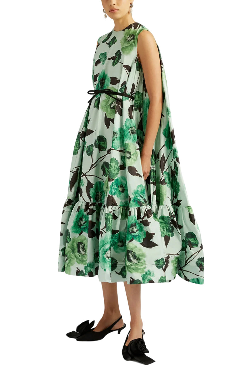 SLEEVELESS DRESS WITH CAPE DETAIL