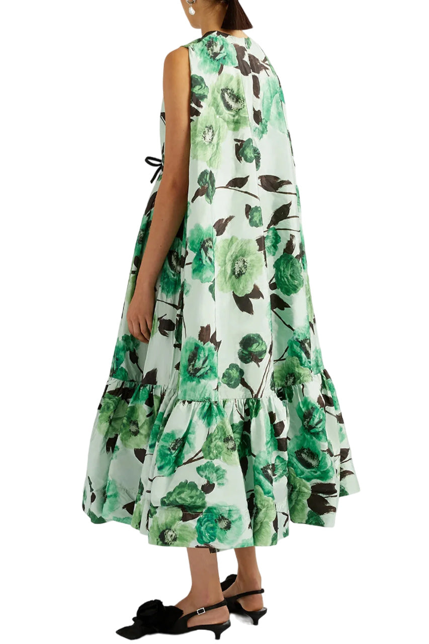 SLEEVELESS DRESS WITH CAPE DETAIL