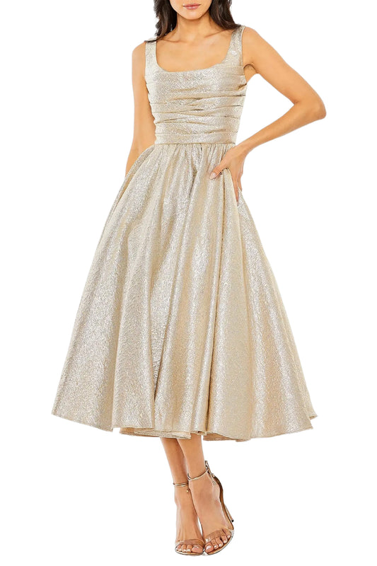 SQUARE NECK SLEEVELESS A LINE DRESS