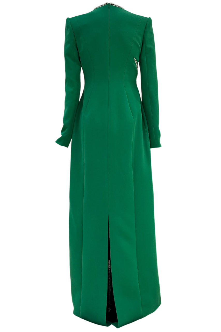 STONE ORCHID EMBELLISHED V-NECK DRESS