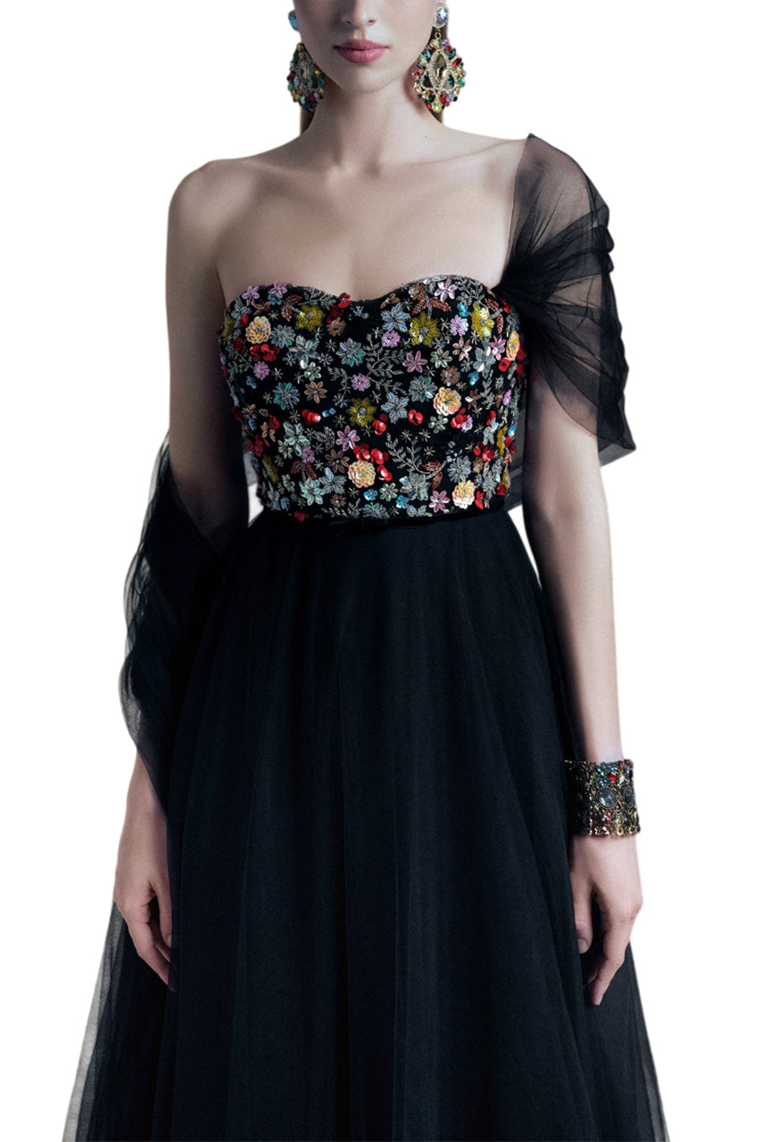 STRAPLESS A-LINE GARDEN GOWN