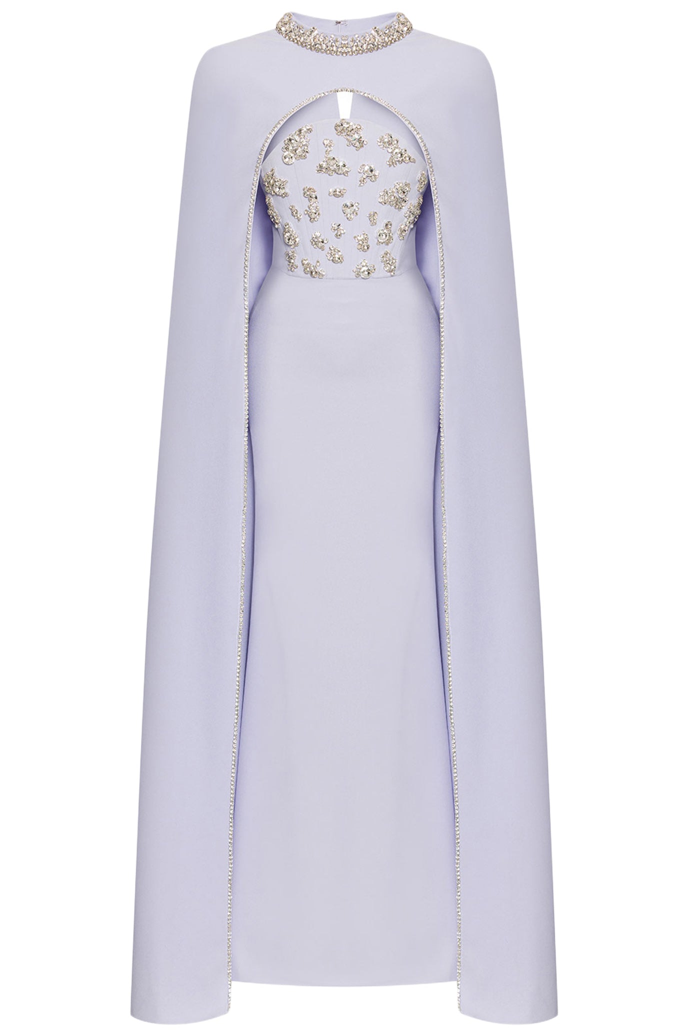 STRAPLESS GOWN WITH DETACHABLE CAPE