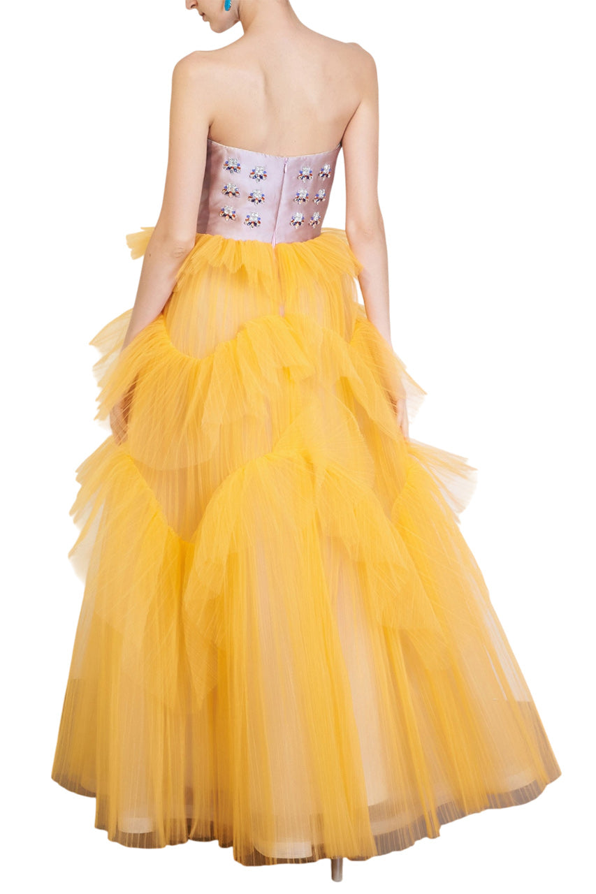 STRAPLESS JEWELED BALL GOWN