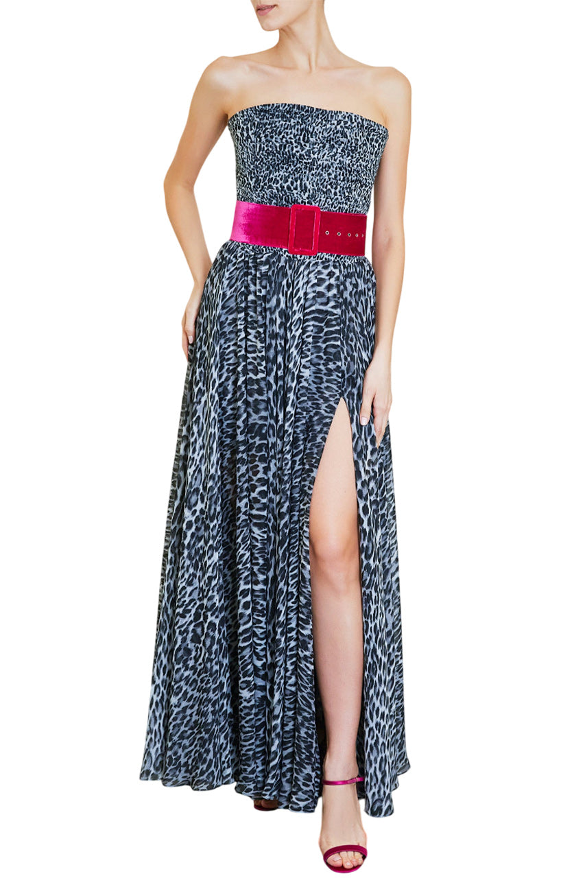 STRAPLESS LEOPARD CORSET GOWN