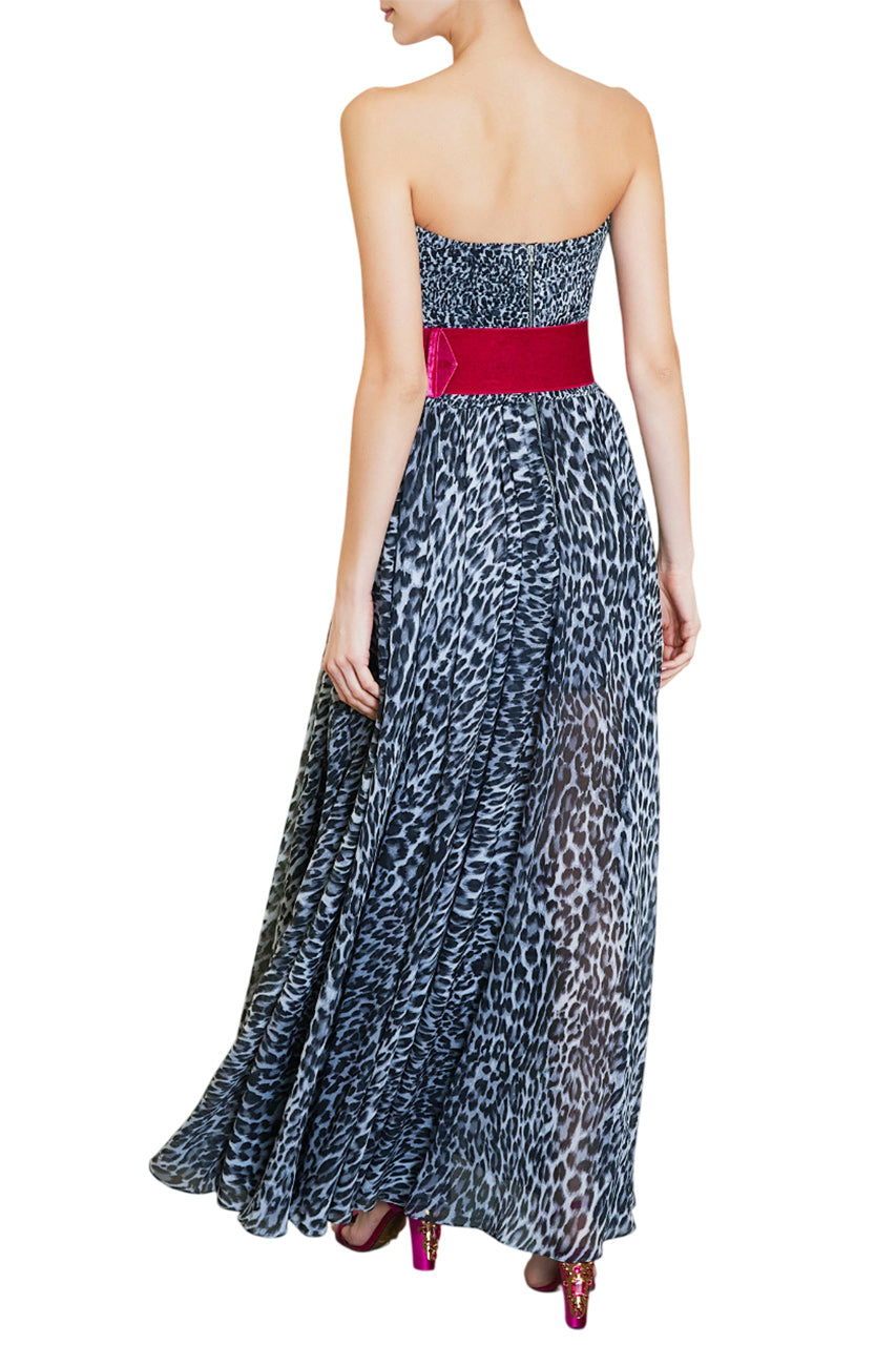 STRAPLESS LEOPARD CORSET GOWN