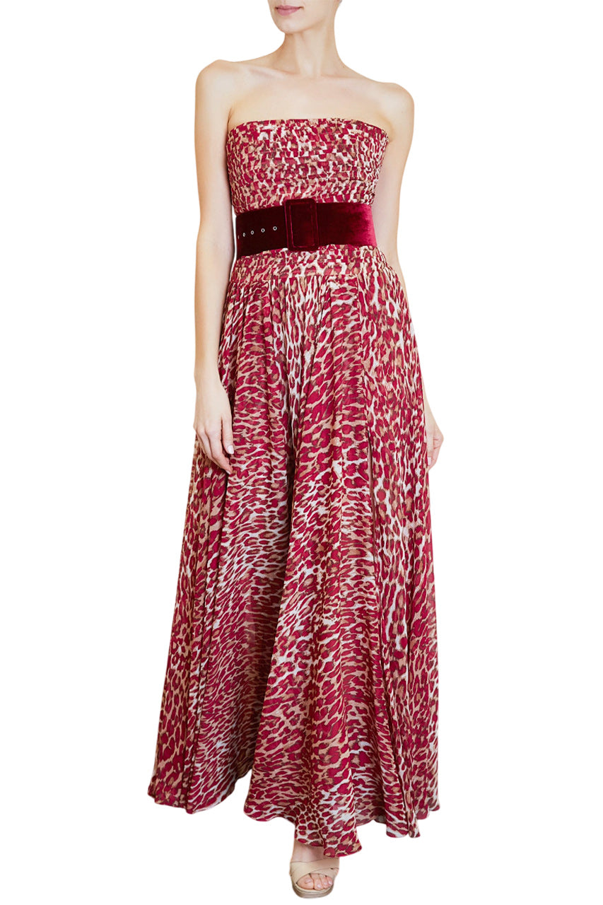 STRAPLESS LEOPARD CORSET GOWN