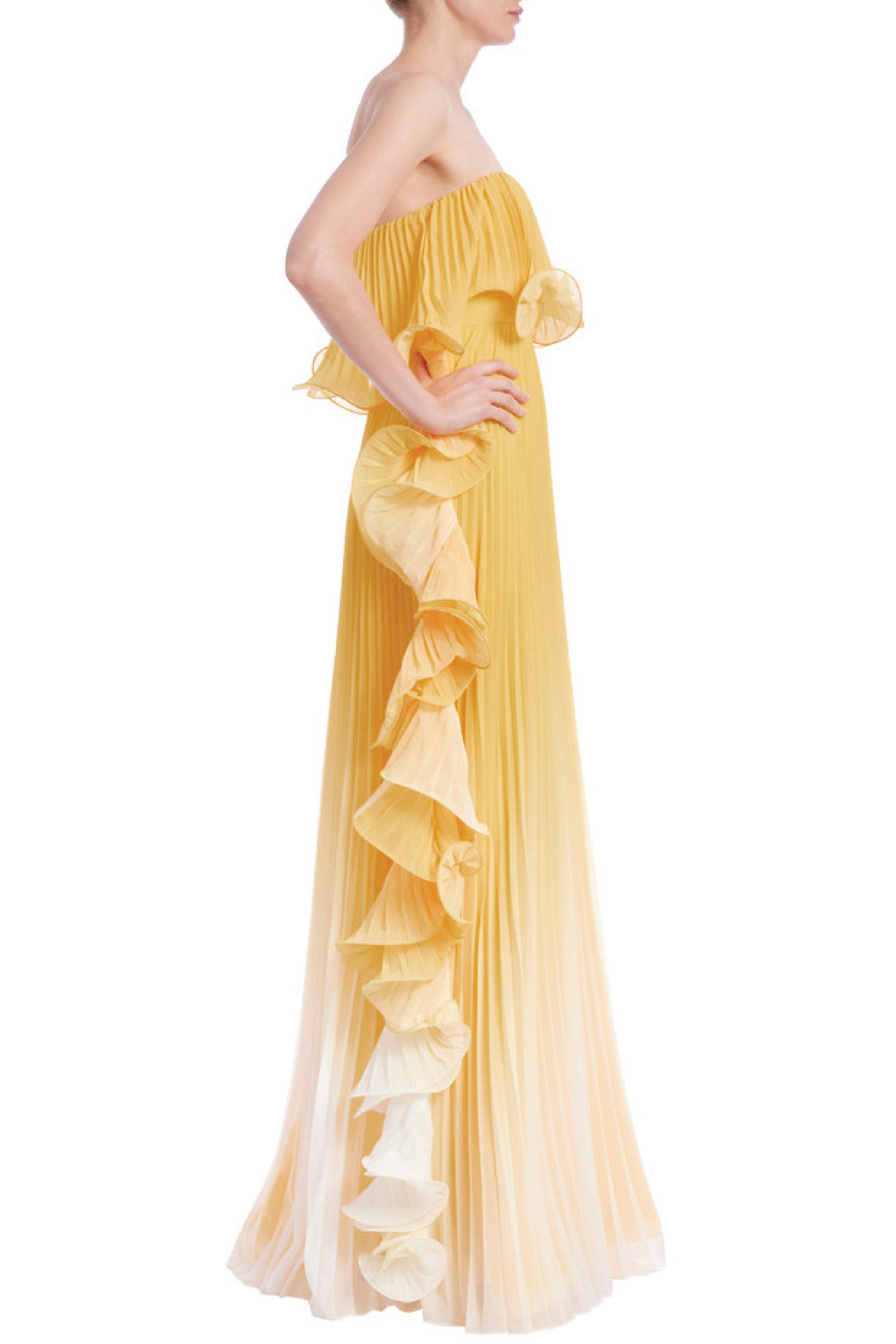 STRAPLESS OMBRE OCTOPUS GEORGETTE GOWN