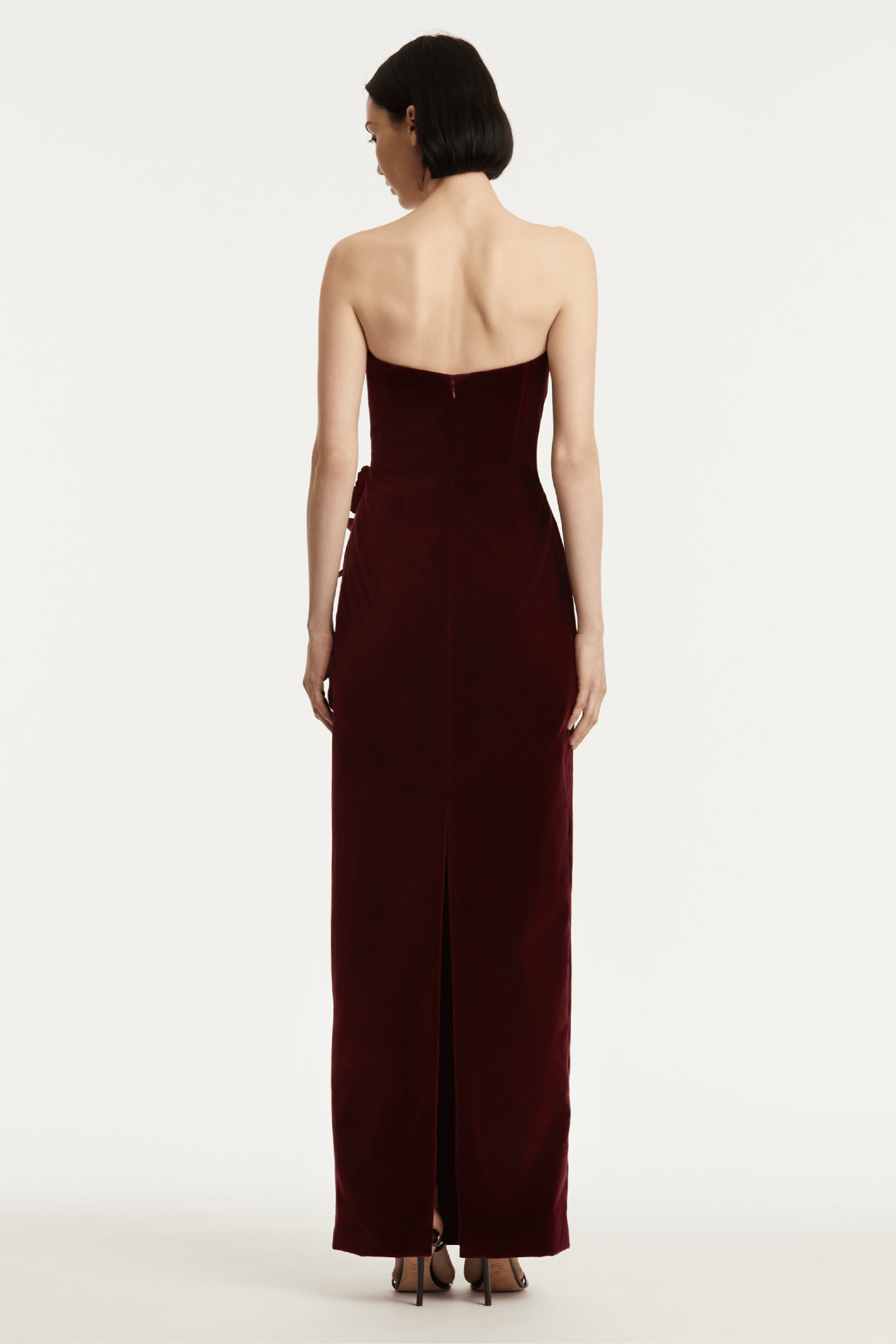 STRAPLESS VELVET APPLIQUÉ GOWN