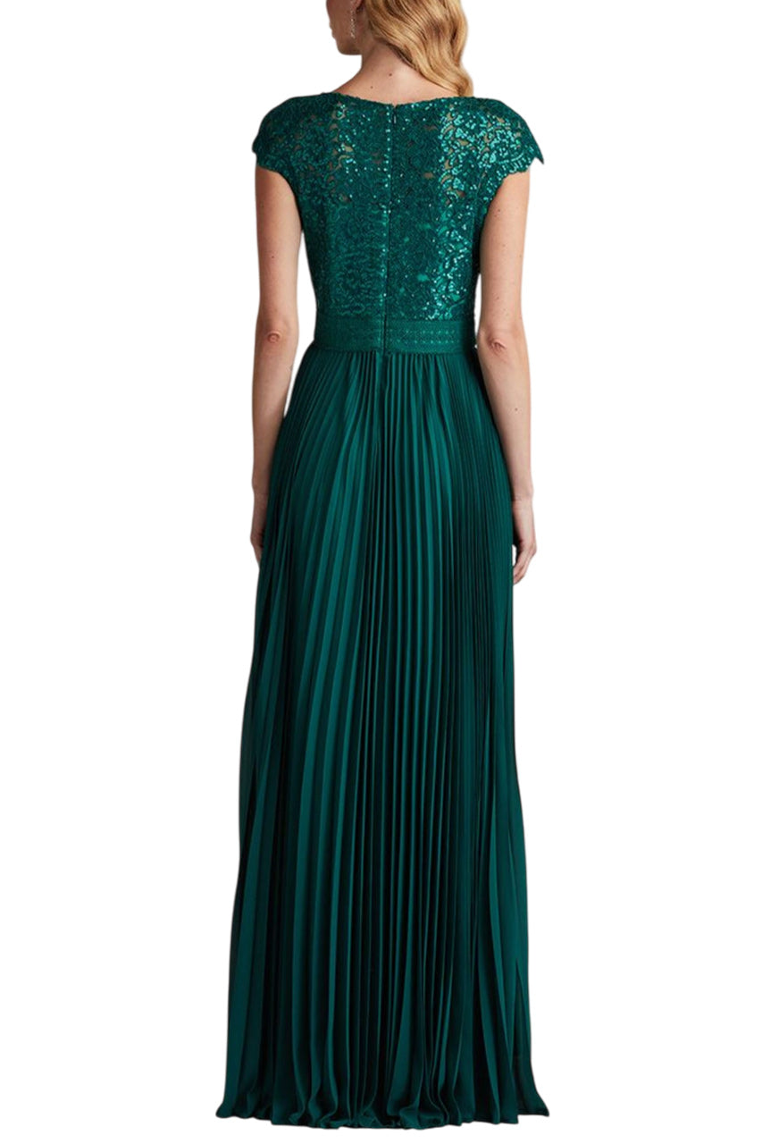 SURETTE SEQUIN EMBROIDERED & PLEATED CHIFFON GOWN